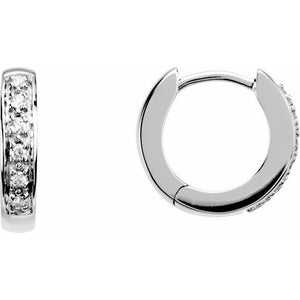 14K Gold Natural Diamond Hinged Hoop Earrings - Options Available