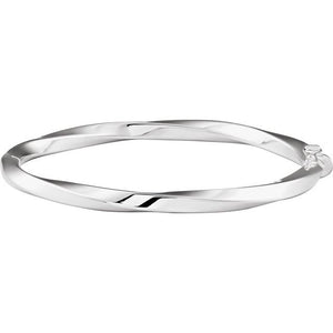14K Gold Twisted Hinged Bangle Bracelet