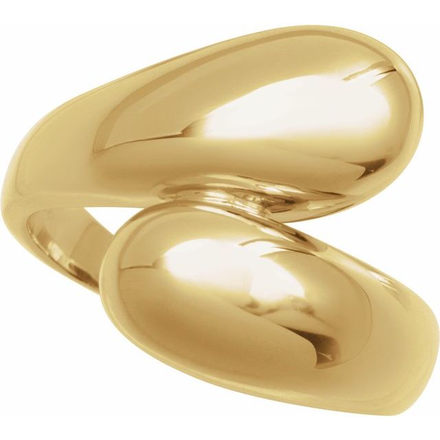 14K Gold Bypass Ring - Polished Design