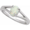 Elegant 14K Rose Gold White Opal Cabochon Ring