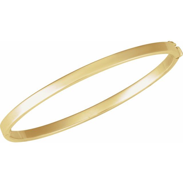 14K Gold Flat Tube Hinged Bangle
