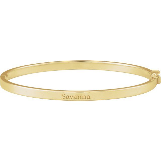 14K Yellow Gold 7x5 mm Hinged Bangle Bracelet - Modern Design