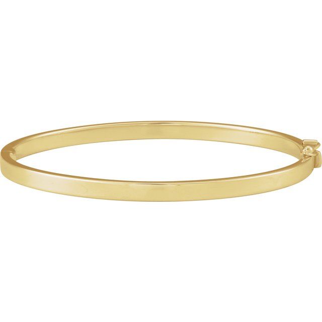 14K Gold Flat Tube Hinged Bangle