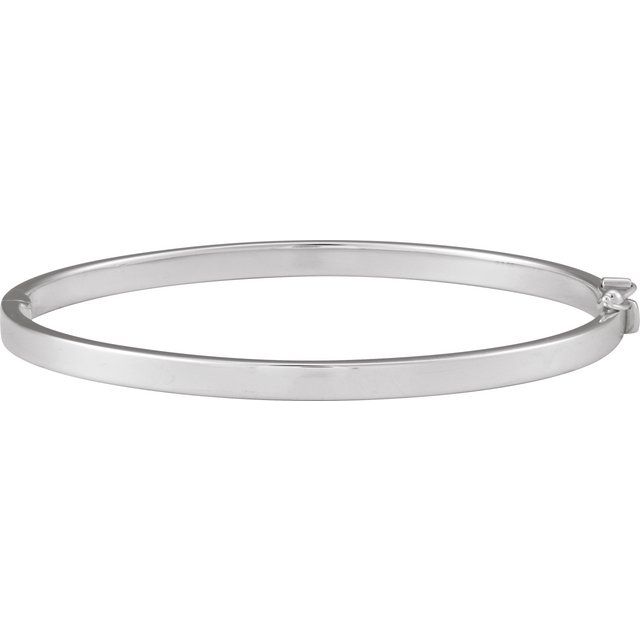 14K Gold Flat Tube Hinged Bangle