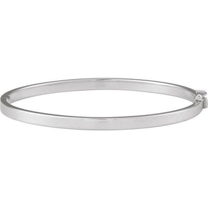 14K Gold Flat Tube Hinged Bangle