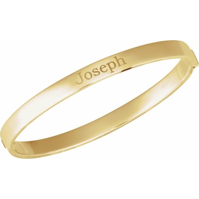 14K Yellow Gold 7x5 mm Hinged Bangle Bracelet - Modern Design