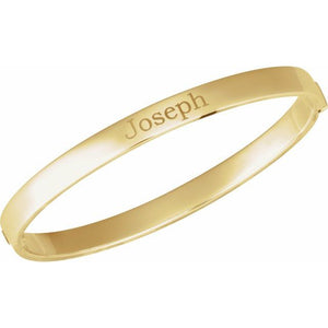 14K Yellow Gold 7x5 mm Hinged Bangle Bracelet - Modern Design