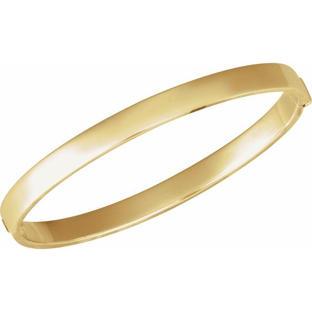 14K Yellow Gold 7x5 mm Hinged Bangle Bracelet - Modern Design