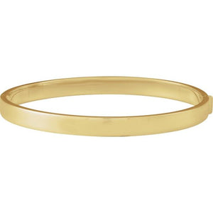 14K Yellow Gold 7x5 mm Hinged Bangle Bracelet - Modern Design