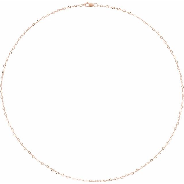 14K Yellow Gold 1.9 mm Heart 18" Chain - Elegant Design