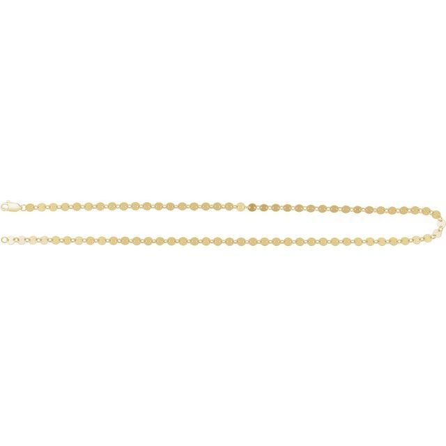 14K Gold, 4 mm Mirror 7" Chain – Polished Round Design