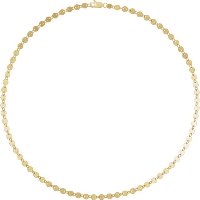 14K Gold, 4 mm Mirror 7" Chain – Polished Round Design