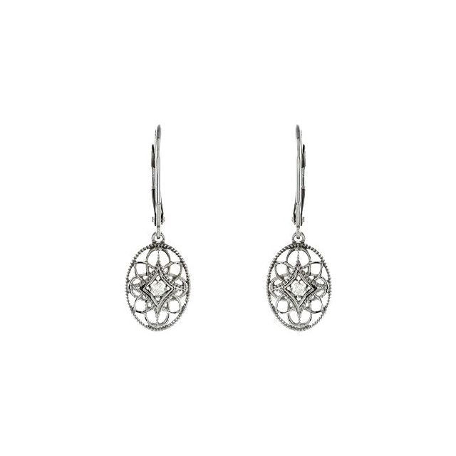 Sterling Silver .06 CTW Natural Diamond Leverback Earrings