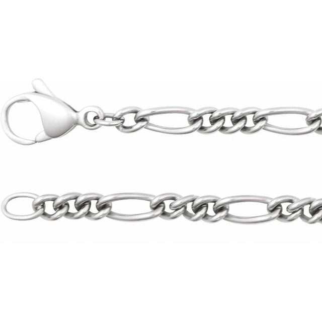 Titanium 3.6 mm Figaro 8" Chain - Elegant and Durable Design