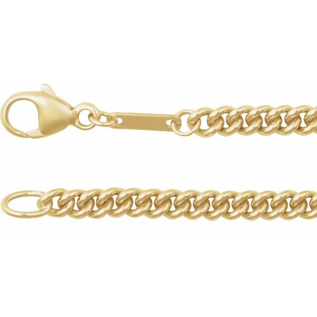 14K Yellow Gold 2.9 mm Curb Chain - Elegant 8 Inch Design