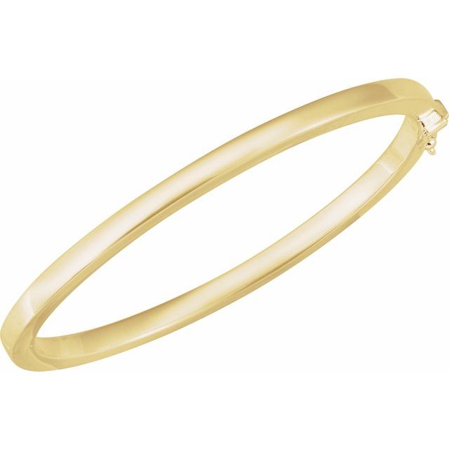 14K Yellow Gold 7x5 mm Square Tube Hinged Bangle Bracelet