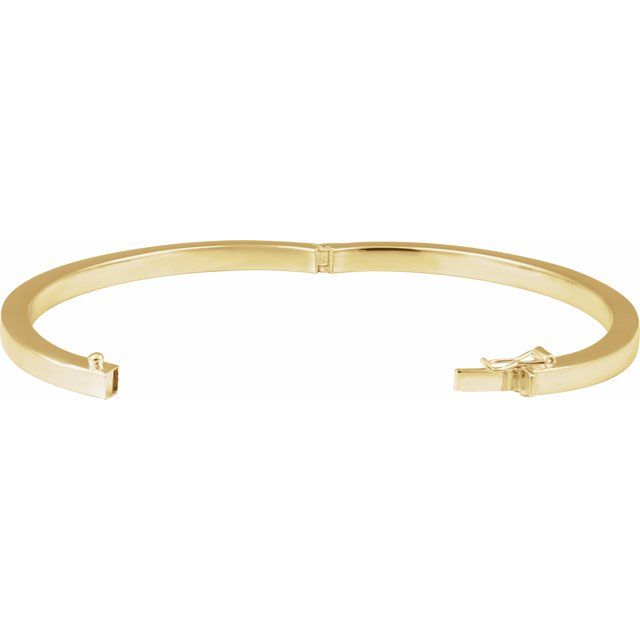 14K Yellow Gold 7x5 mm Square Tube Hinged Bangle Bracelet