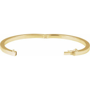 14K Yellow Gold 7x5 mm Square Tube Hinged Bangle Bracelet