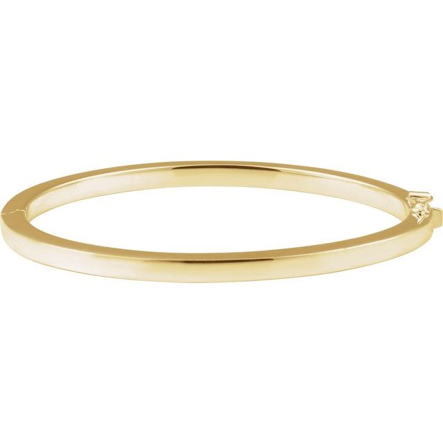 14K Yellow Gold 7x5 mm Square Tube Hinged Bangle Bracelet