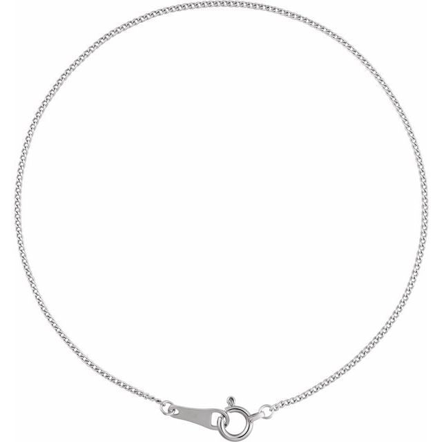 Platinum 1 mm Curb Chain - 7 Inch Elegant Bracelet