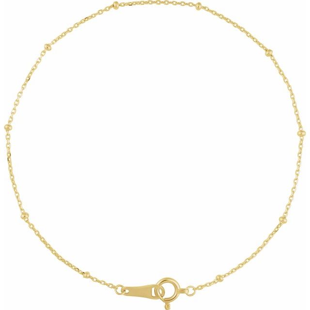 10K Gold 1.7 mm Satellite Bead Cable 7 Inch Chain