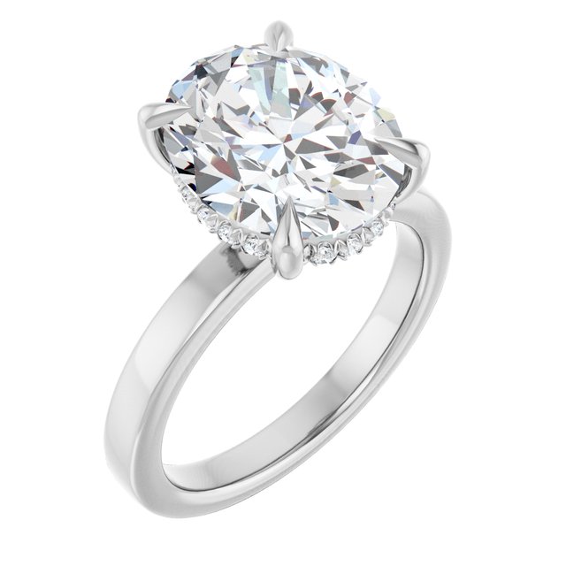 Platinum Solitaire plus Hidden Halo Diamond Engagement Ring