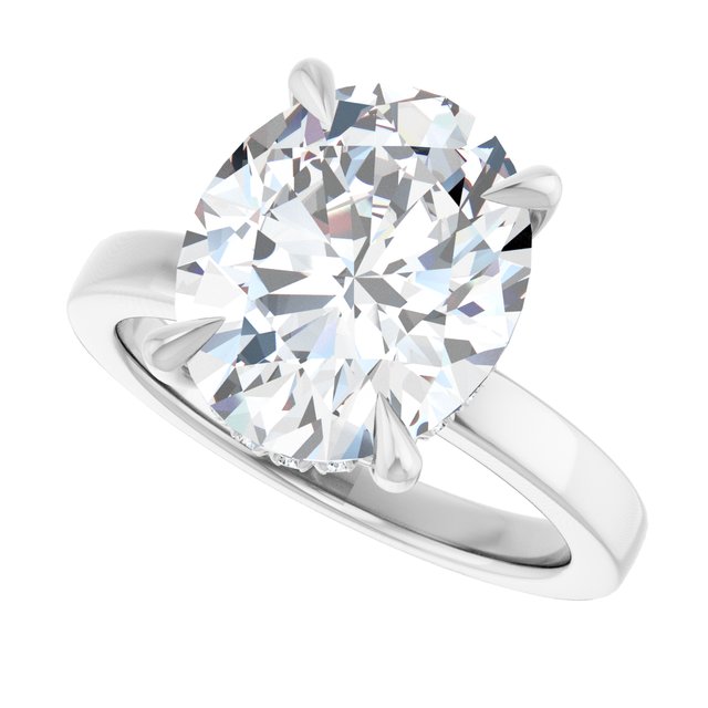 Platinum Solitaire plus Hidden Halo Diamond Engagement Ring