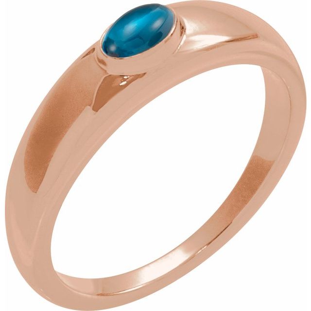 Elegant 14K Rose Gold Turquoise Cabochon Dome Ring