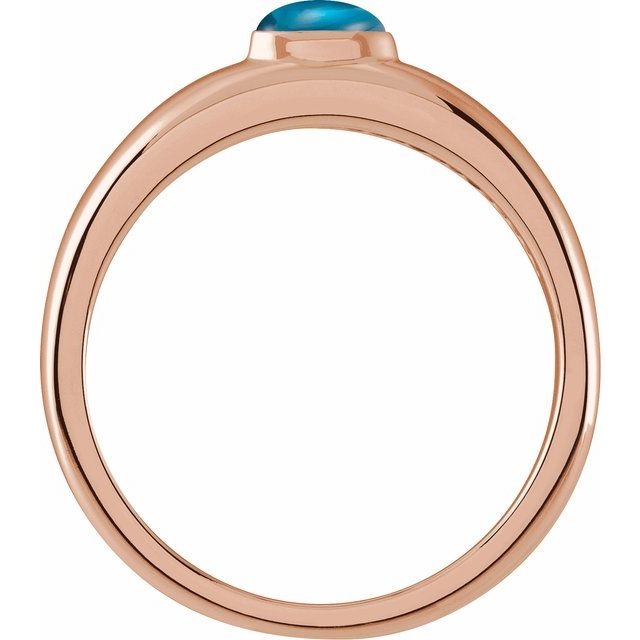 Elegant 14K Rose Gold Turquoise Cabochon Dome Ring