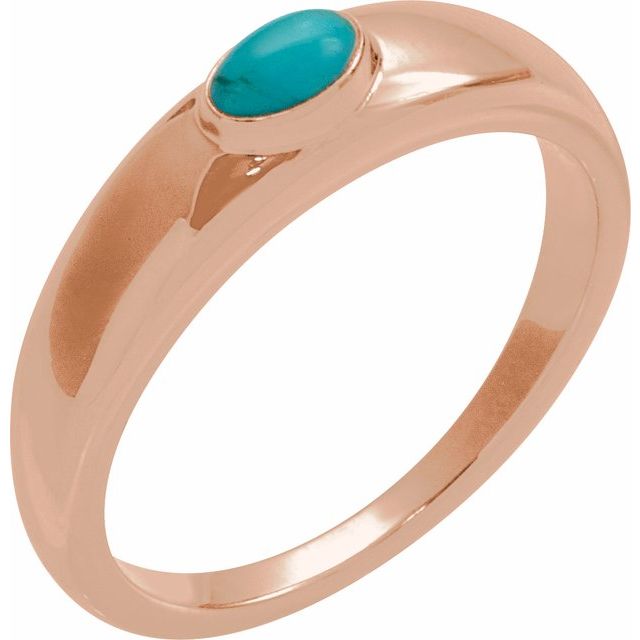 Elegant 14K Rose Gold Turquoise Cabochon Dome Ring