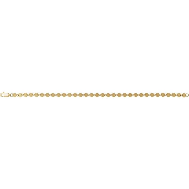 14K Gold, 4 mm Mirror 7" Chain – Polished Round Design