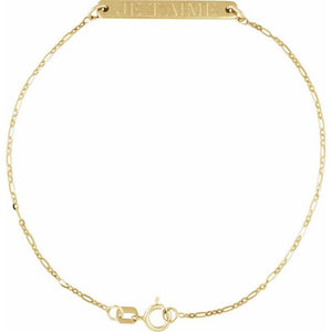 14K Rose Gold Engravable 7x5 mm Bar Bracelet – Personalizable Luxury