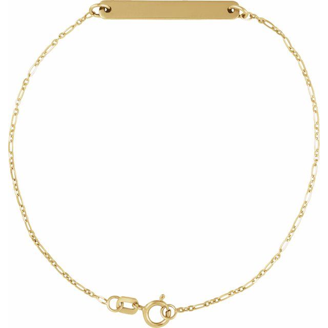 14K Gold Engravable Bar Bracelet
