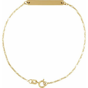 14K Gold Engravable Bar Bracelet