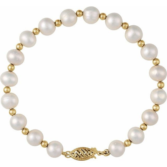 Elegant Cultured White Freshwater Pearl Bracelet - Options Available