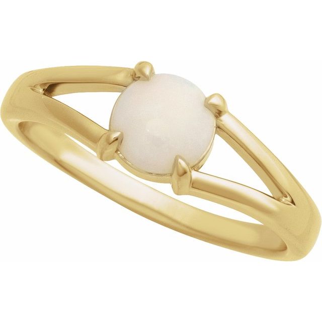 Elegant 14K Rose Gold White Opal Cabochon Ring