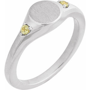 14K Gold Natural Zircon Signet Ring - Options Available