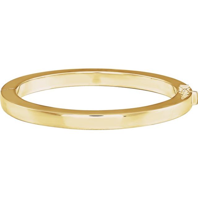 14K Yellow Gold 7x5 mm Square Tube Hinged Bangle Bracelet