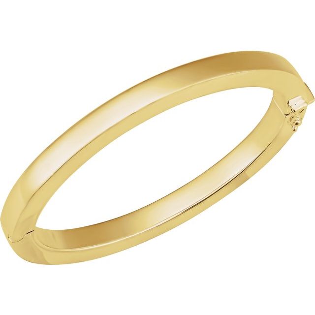 14K Gold Square Tube Hinged Bangle Bracelet
