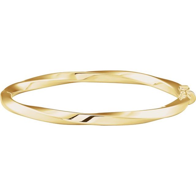 14K Gold Twisted Hinged Bangle Bracelet