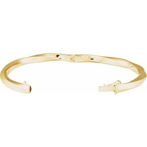 14K Yellow Gold 7x5 mm Twisted Bangle Bracelet - Elegant Design