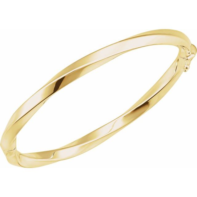 14K Yellow Gold 7x5 mm Twisted Bangle Bracelet - Elegant Design