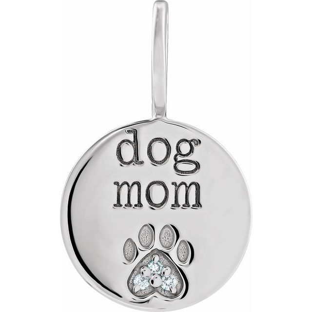 14K Gold Natural Diamond Engraved Paw Print Charm/Pendant