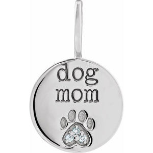 14K Gold Natural Diamond Engraved Paw Print Charm/Pendant