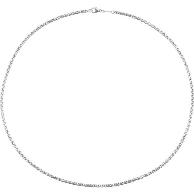 14K White Gold 1.8 mm Rounded Box Chain - Elegant Design