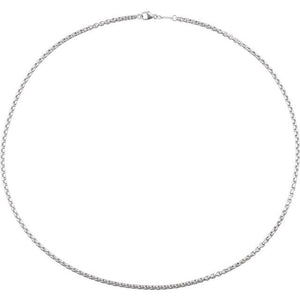 14K White Gold 1.8 mm Rounded Box Chain - Elegant Design