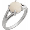 Elegant 14K Rose Gold White Opal Cabochon Ring