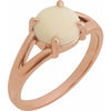 Elegant 14K Rose Gold White Opal Cabochon Ring