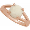 Elegant 14K Rose Gold White Opal Cabochon Ring