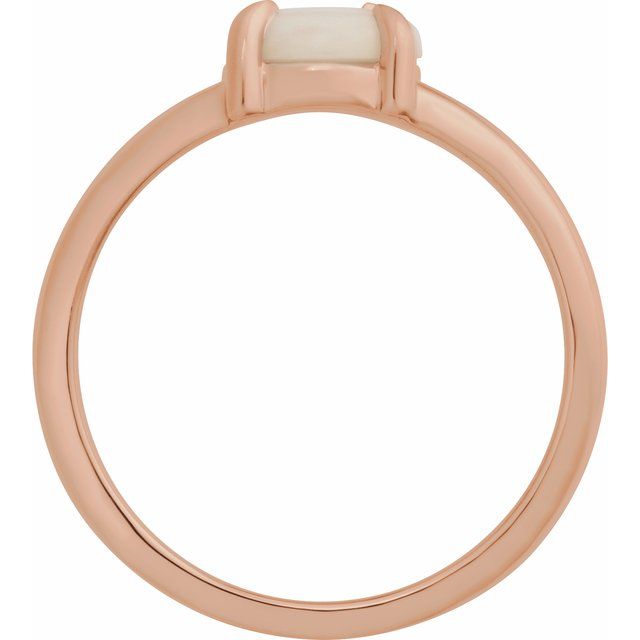 Elegant 14K Rose Gold White Opal Cabochon Ring